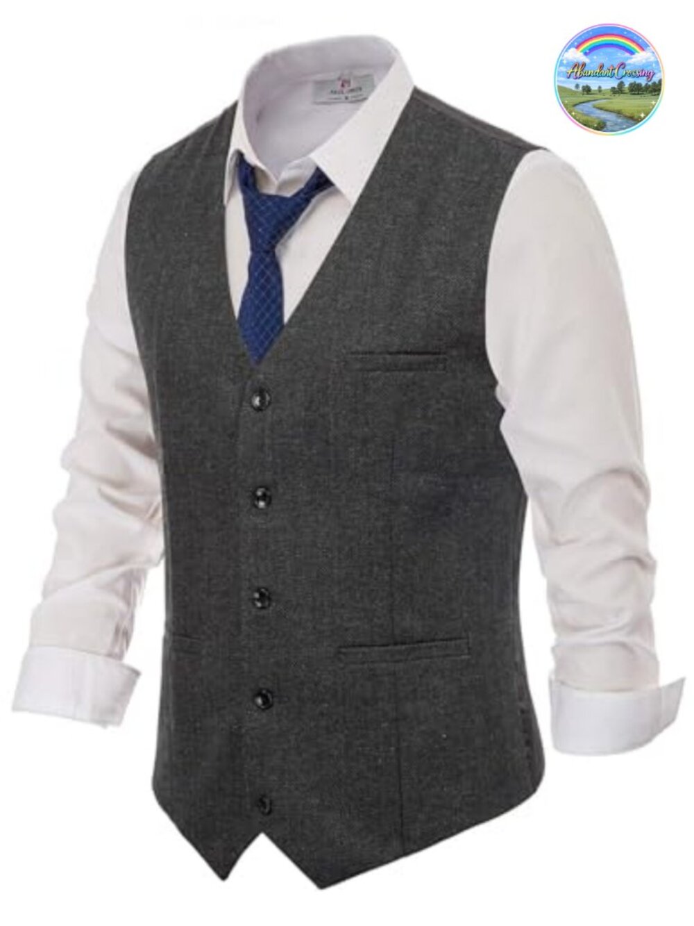 Mens Tweed Herringbone Wool Blend Vest Sleeveless Waistcoat